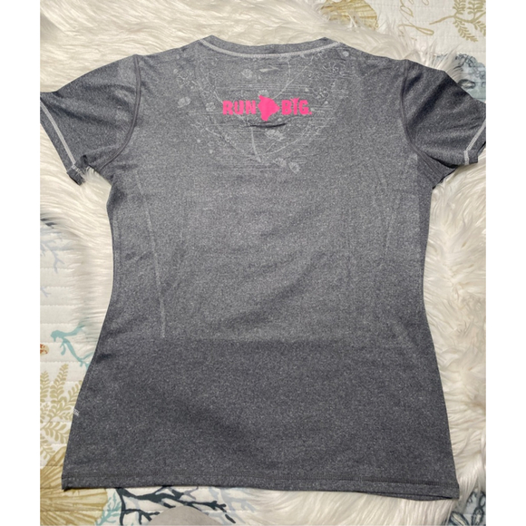 Brooks Gray Run Aloha Short Sleeve Tee womens S - Picture 5 of 7